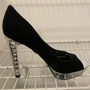 Vera Wang Black High Heel with gemstone heel